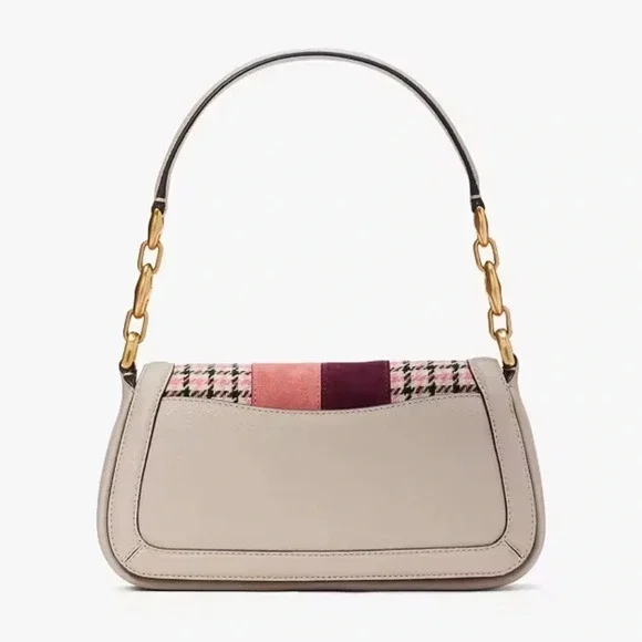 Kate Spade ♠️ Gramercy Racing Stripe Plaid Twill Small Shoulder Baguette Bag​​​ - Picture 6 of 8